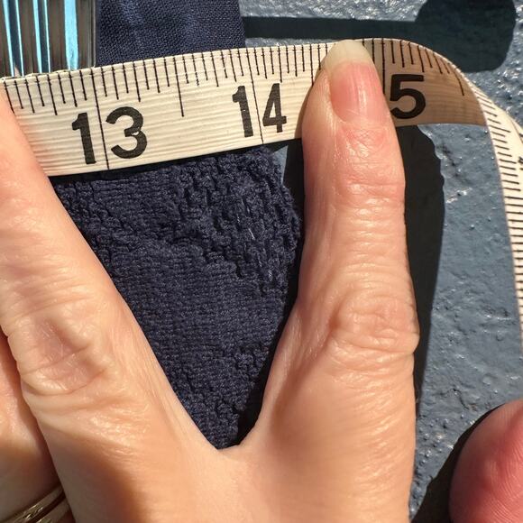 Boho Coldwater Creek Navy Lace A-Line Skirt Lined Size 4 Petite Knee Length - Picture 7 of 8